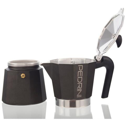 Caffettiera 3 Tazze Moka Kaffettiera In Alluminio Antracite Ergonomica Pedrini - Foto 3